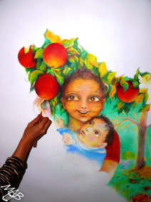 Rozkreslený obraz Maminka jablůňka